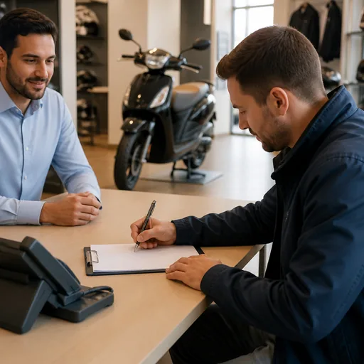 Image générée par intelligence artificielle Financer son scooter d'occasion : budget, crédit & coût réel — illustration générée par IA